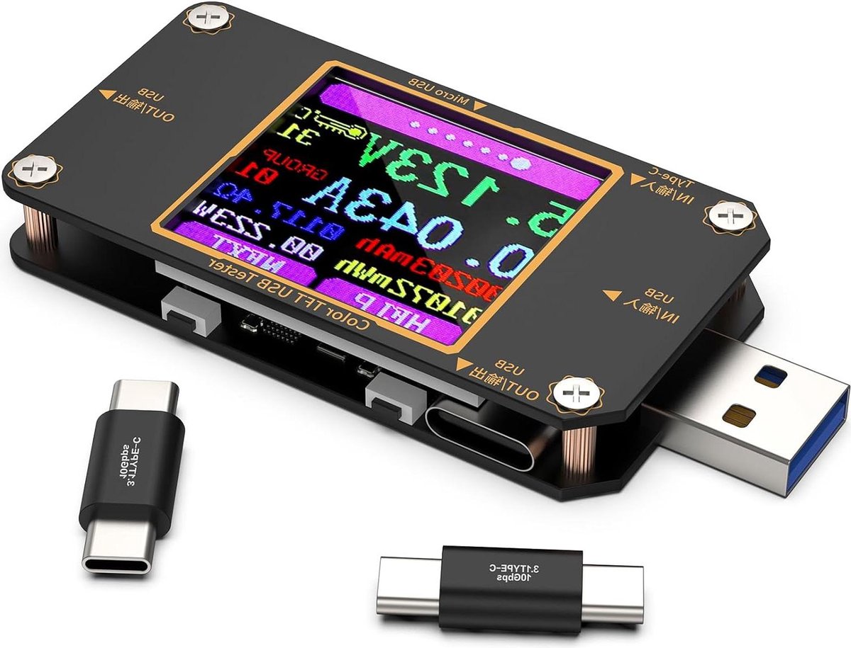 USB Tester Type C Spanningstester Power Meter 2 in 1 Digitale Multimeter 45-24V 0-30A Ampèremeter Capaciteit Temperatuur Werktijd Voltmeter Power Bank Charger Detector - Spanningstester Ampèremeter