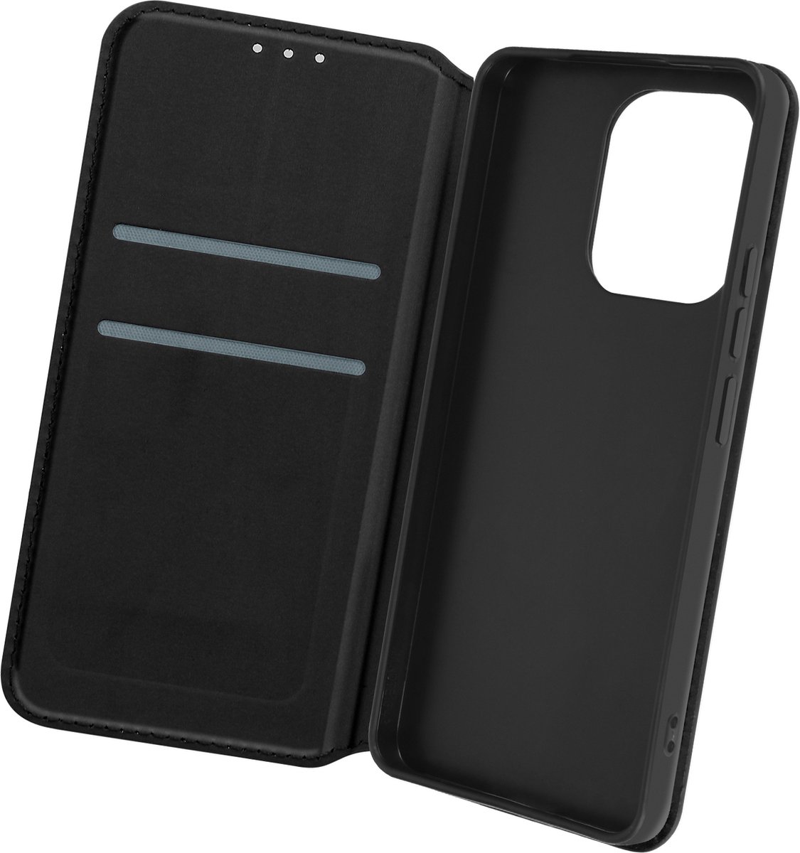 Avizar Foliohoes Geschikt voor Xiaomi Redmi Note 13 4G Multifunctioneel, Zwart