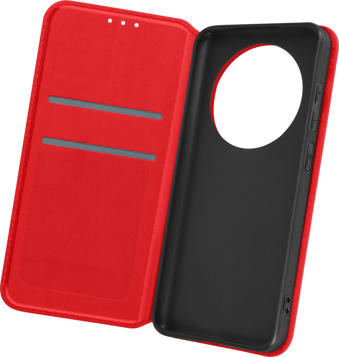 Avizar Foliohoes Geschikt voor Honor Magic 6 Lite Multifunctioneel, Rood