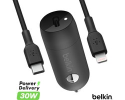 Belkin BoostCharge 30 W USB-C-autolader + USB-C naar Lightning-kabel
