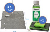 Serpillière Microfibre MF XXL Gris 3 pièces - Qualité Professionnelle Lourde - 60 x 70 cm - Nettoyant Sol Cleeny - Chiffon Microfibre Professionnel - Éponge Heavy Duty