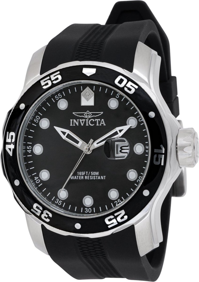 Invicta Pro Diver 45733 Heren Horloge - Waterdicht - Analoog - Quartz Uurwerk - Roestvrij Staal met zwarte Wijzerplaat - 48mm