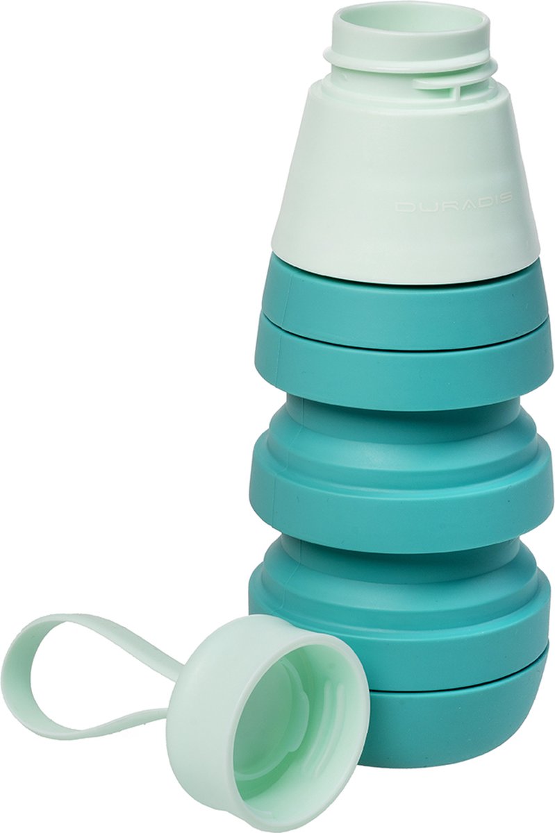 Duradis - Opvouwbare waterfles - Drinkfles - Waterzak - Duurzaam - Siliconen - 500 ml - Turquoise