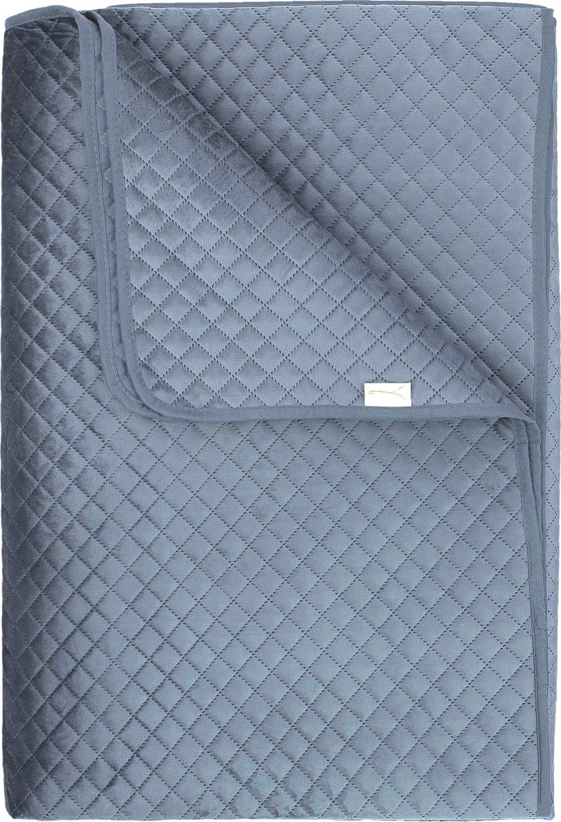 Yellow Bed Sprei Victoria - Bedsprei 2 persoons - Ruiten patroon - 270x260 - Blauw