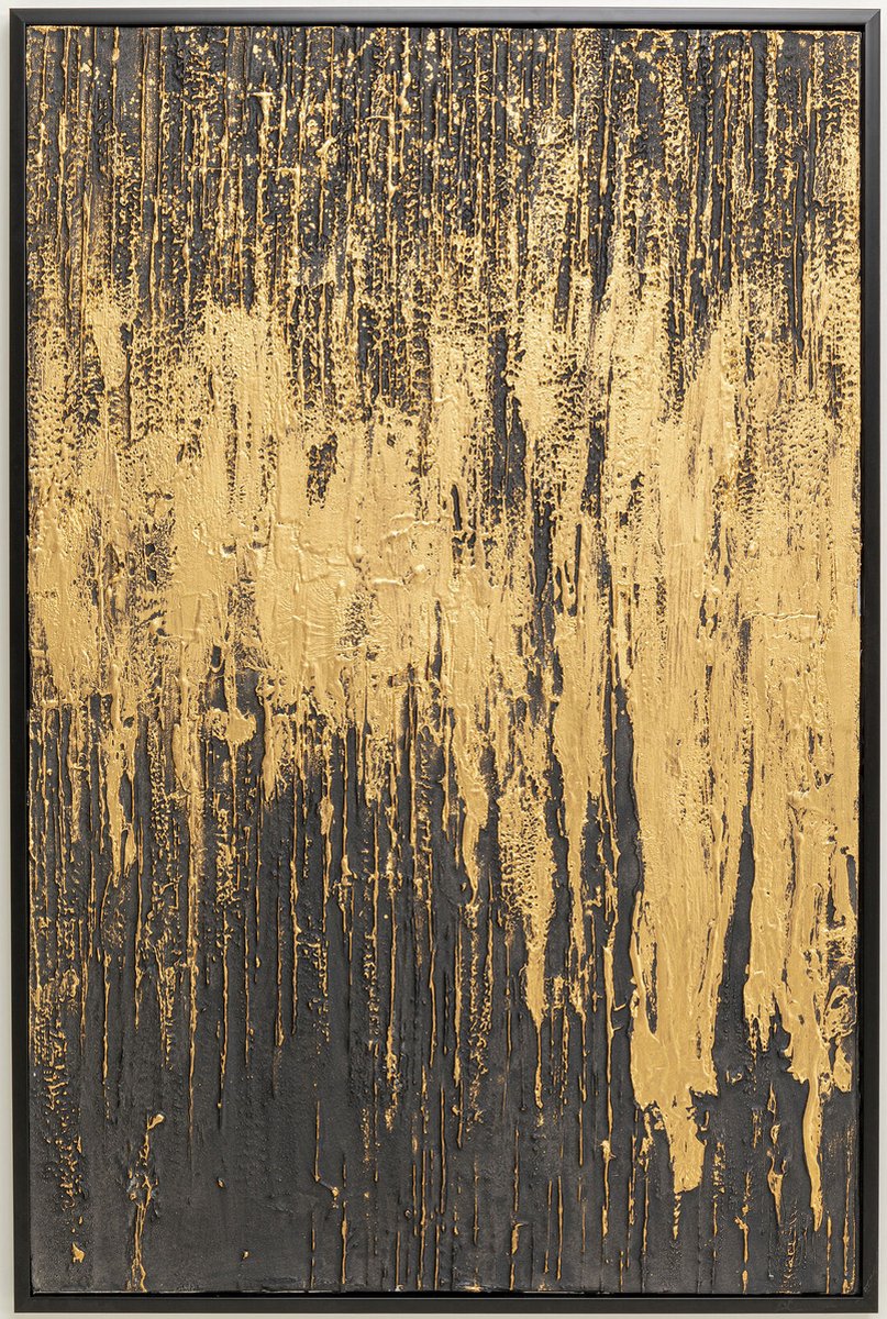 Kare Design Kare Schilderij Abstract Black 80x120cm Goud/Zwart