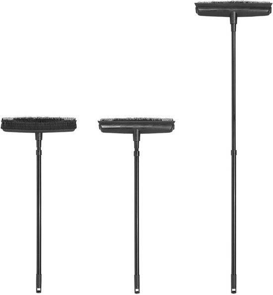 ProPlus Rubberen Bezem met Telescopische Steel - 68 t/m 120 cm - Siliconen - Verstelbare Veger met Steel - Lichtgewicht - Voor Binnen en Buiten - Stalbezem - Grijs van ProPlus — afbeelding 4