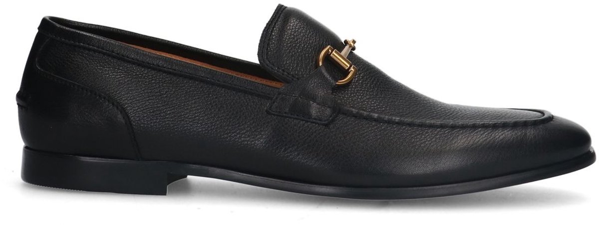 Manfield - Heren - Zwarte leren loafers - Maat 47