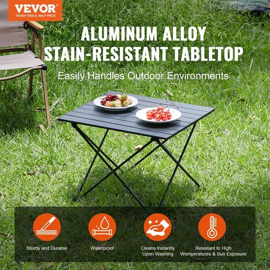 Vevor - Camping Klaptafel - Opvouwbare Picknicktafel - BBQ Tafeltje - 66kg Draagvermogen - Aluminiumlegerring - Voor 4 personen van Vevor — afbeelding 5