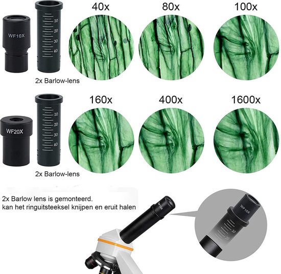 thumbnail: Svbony SV601 Microscoop 80X-1600X - Biologische Microscoop Met Mechanisch Podium En Dubbele LED Verlichting