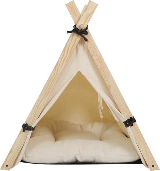 Foto: Shopeighty8 tent huisdier tipi tent voor kat of kleine hond teepee tent wigwam dierentent tent hond kat wasbaar met uitneembaar kussen 45x45x55 cm wit