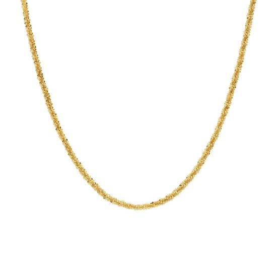 Lucardi Dames Stalen goldplated ketting met schakel gedraaid - Ketting - Staal - Goudkleurig - 45 cm