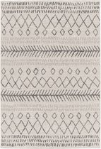 sweeek - Vlakgeweven berber-stijl tapijt voor binnen en buiten, crème en zwart