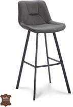 Icon Living - Barkruk Brooks Zithoogte 80 - Microleder Bull Graphite - Poot Zwart