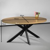 Eettafel ovaal melamine 160cm Tommy lichtbruin ovale tafel