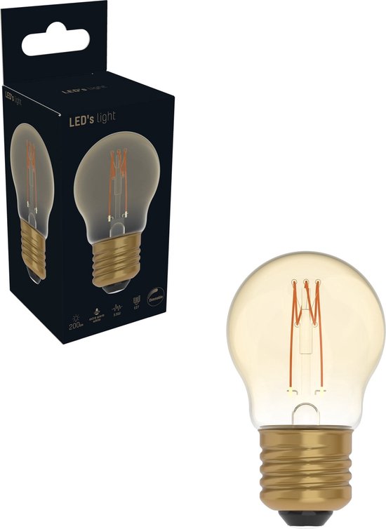 LED's Light LED Lamp goud E27 - Gloeilamp design - Dimbaar extra warm wit - 1800K