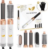 Besjaar Airstyler Krultang 5 in 1 - Multistyler Föhnborstel - 5 in 1 multi styler - Stijltang - Hairwrap - Haardroger met Borstel - Wit/Goud met handshonen - Nieuwe Versie 2024