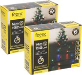 Feeric lights Kerstverlichting - 2x - gekleurd - 14 m- 192 led lampjes - zwart snoer - batterij