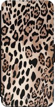 Casimoda® bookcase - Geschikt voor iPhone 15 Pro - Hoesje met pasjeshouder - Luipaardprint - Bruin/beige - Kunstleer