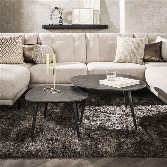 Collection Hoyz - Set de tables basses -2 Rock Organic - 3D Zwart Marron