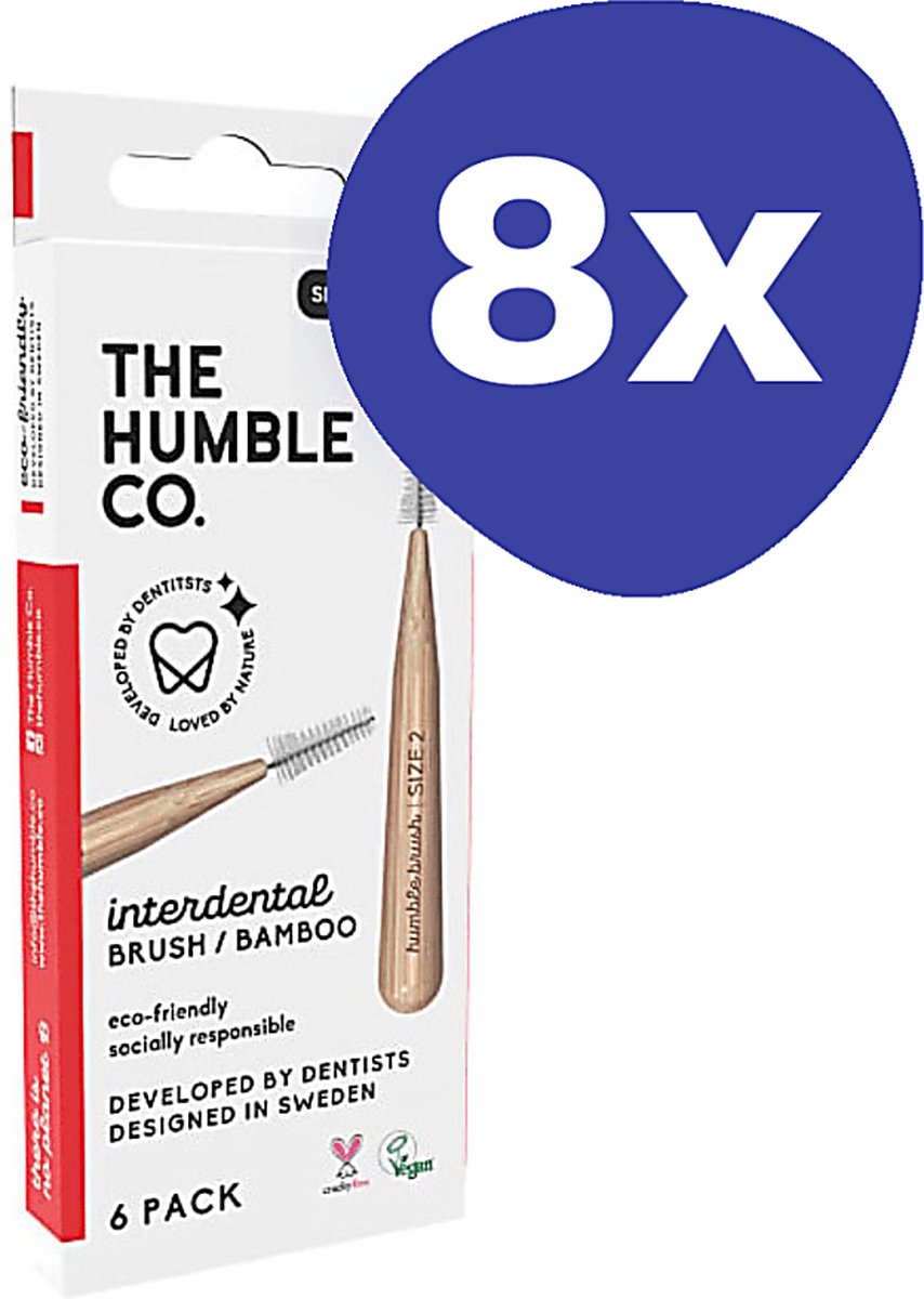 Goedkoopste Humble Bamboe Interdentale Bamboe Borstel- Rood (8x 6 stuks