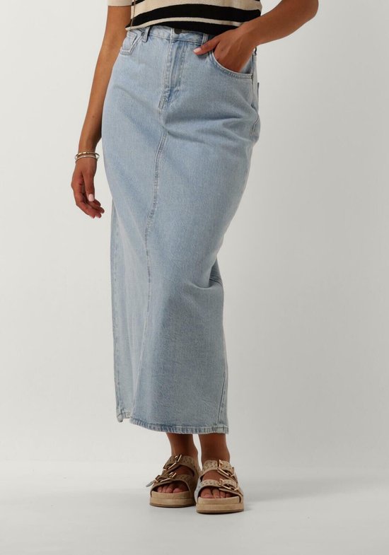 Object Objellen Mw Long Denim Skirt Rokken Dames - Blauw - Maat S