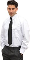 Heren Pilot Shirt - Overhemd - Lange Mouw - Wit - 4/5 XL (49/50)