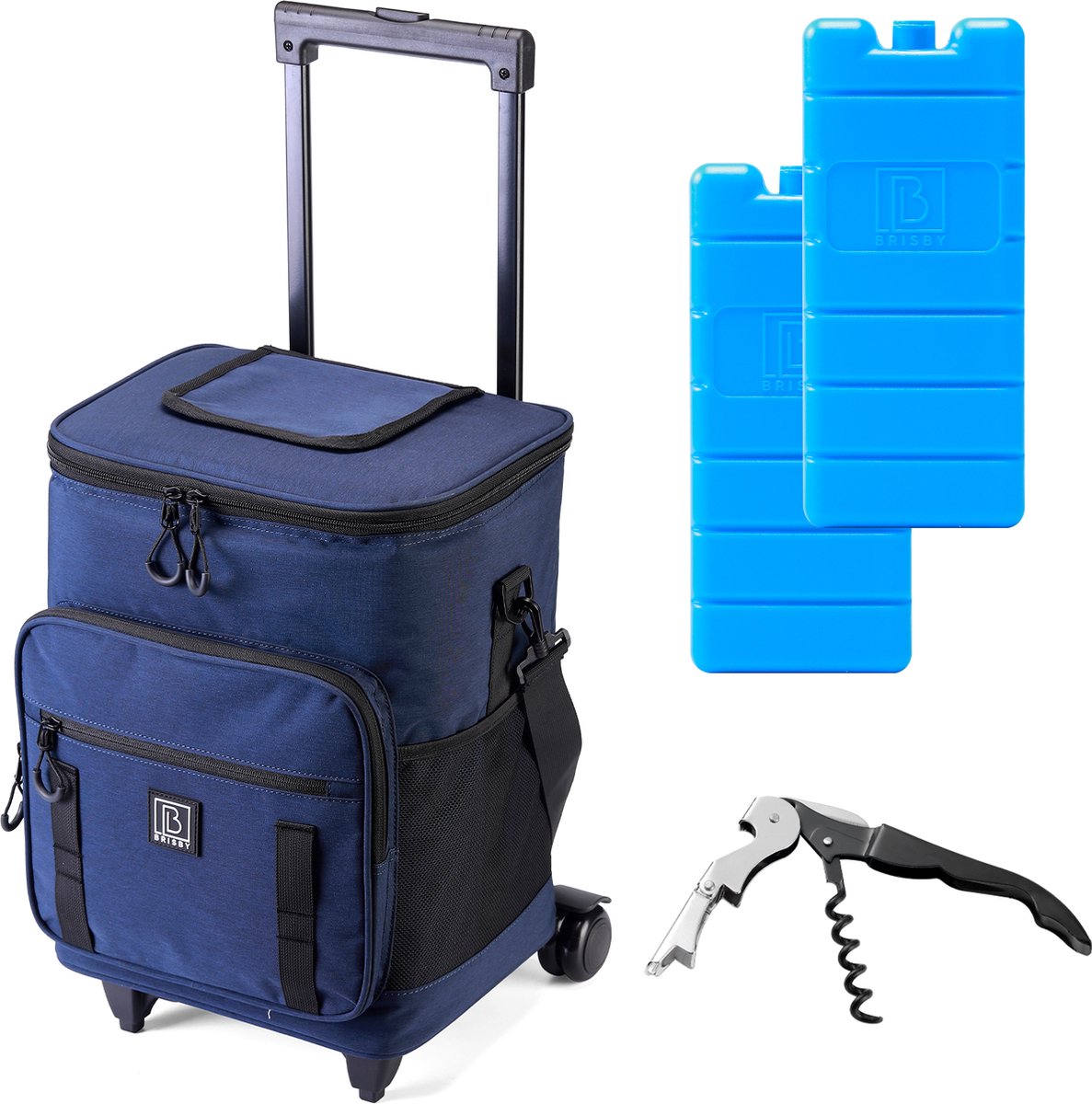 Brisby - boodschappentrolley - winkelwagen - schoudertas - veel opbergvakken - koelbox - koeltas - isolatiefunctie - Donkerblauw