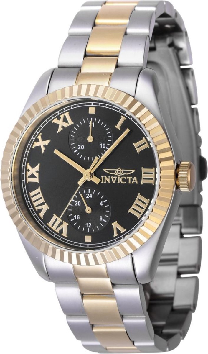 Invicta Specialty 47439 Dames Horloge - Waterdicht - Analoog - Quartz Uurwerk - Roestvrij Staal met zwarte Wijzerplaat - 36mm