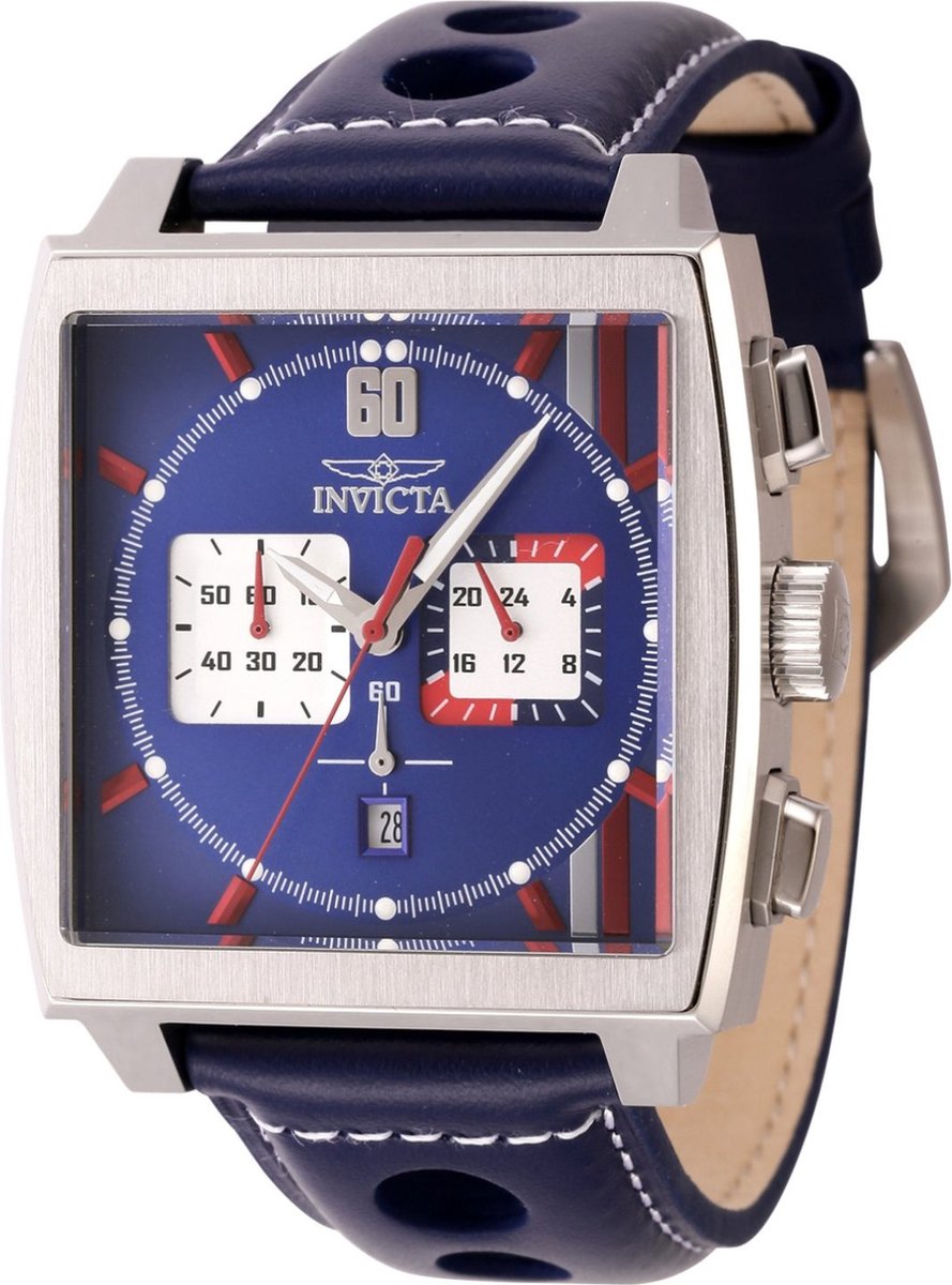 Invicta S1 Rally 44749 Heren Horloge - Waterdicht - Analoog - Quartz Uurwerk - Roestvrij Staal met blauwe Wijzerplaat - 45mm
