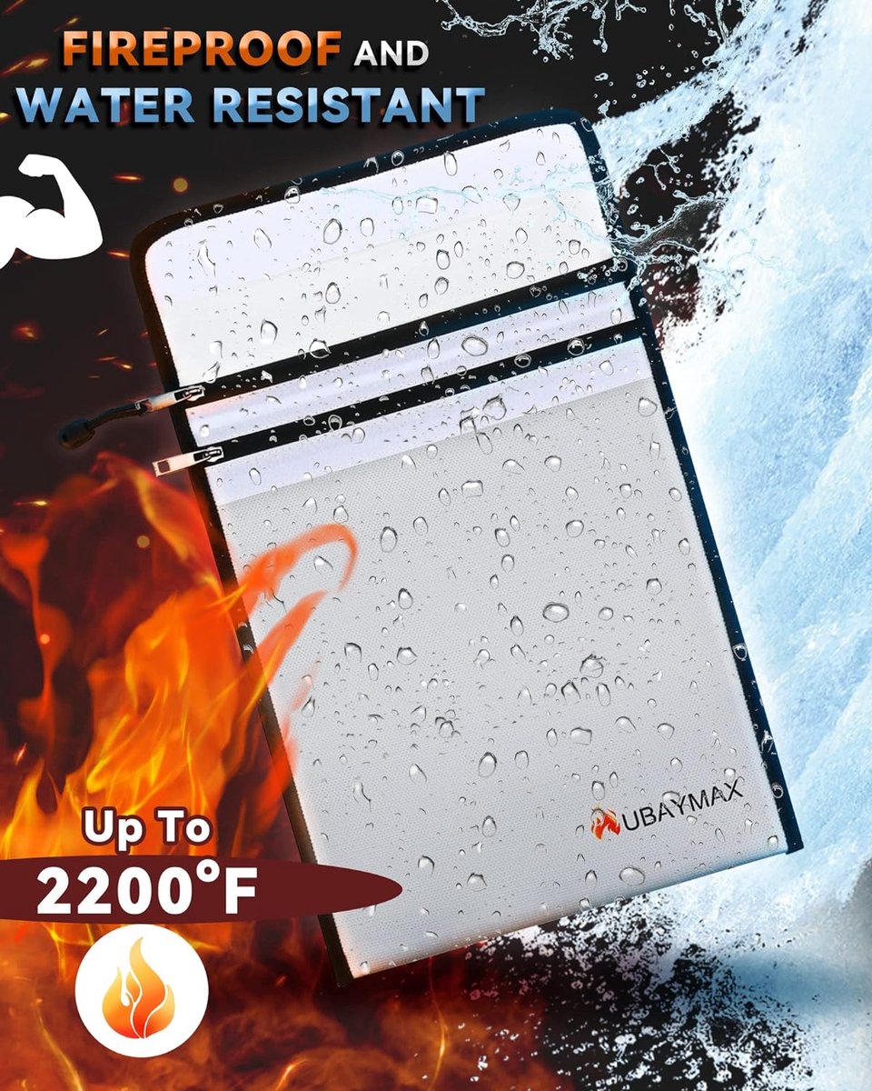 Sac à Documents Ignifuge Et Étanche Wisebom 38x28cm - Protection Feu Et Eau Pour Objets De Valeur