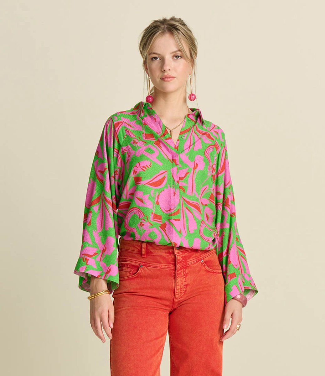 POM Amsterdam Afrique Blouse Blouses Dames - Groen - Maat 34
