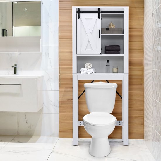 Relaxdays staande wc rolhouder, badkamerkast, H x B x D