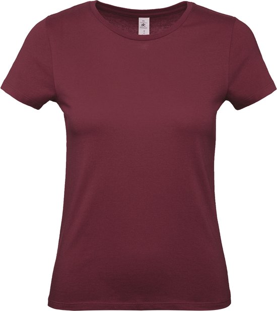 T-shirt Femme XL B&C Col rond Manches courtes Bordeaux 100% Katoen