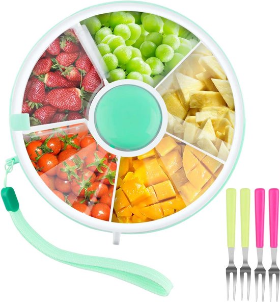 Drehbare Snackbox Für Kinder - 5 Fächer Snack Organizer Mit Deckel