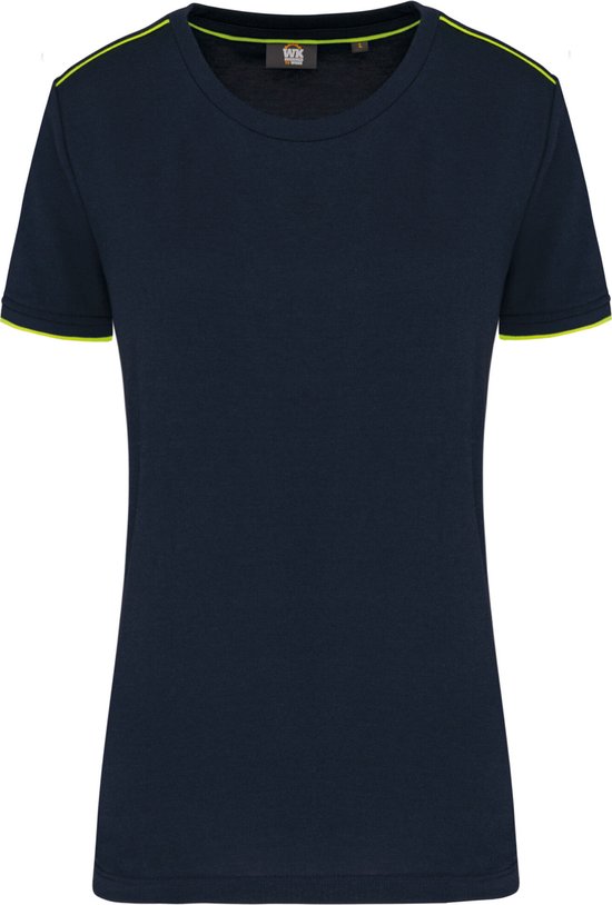 Coupe du monde. T-shirt femme manches courtes « Designed To Work » WK3021 - Bleu marine / Jaune Yellow - XL