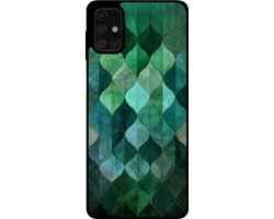 Smartphonica Telefoonhoesje Geschikt voor Samsung Galaxy M51 met groene bladeren opdruk - TPU backcover case green leaf design - Groen geschikt voor Samsung Galaxy M51