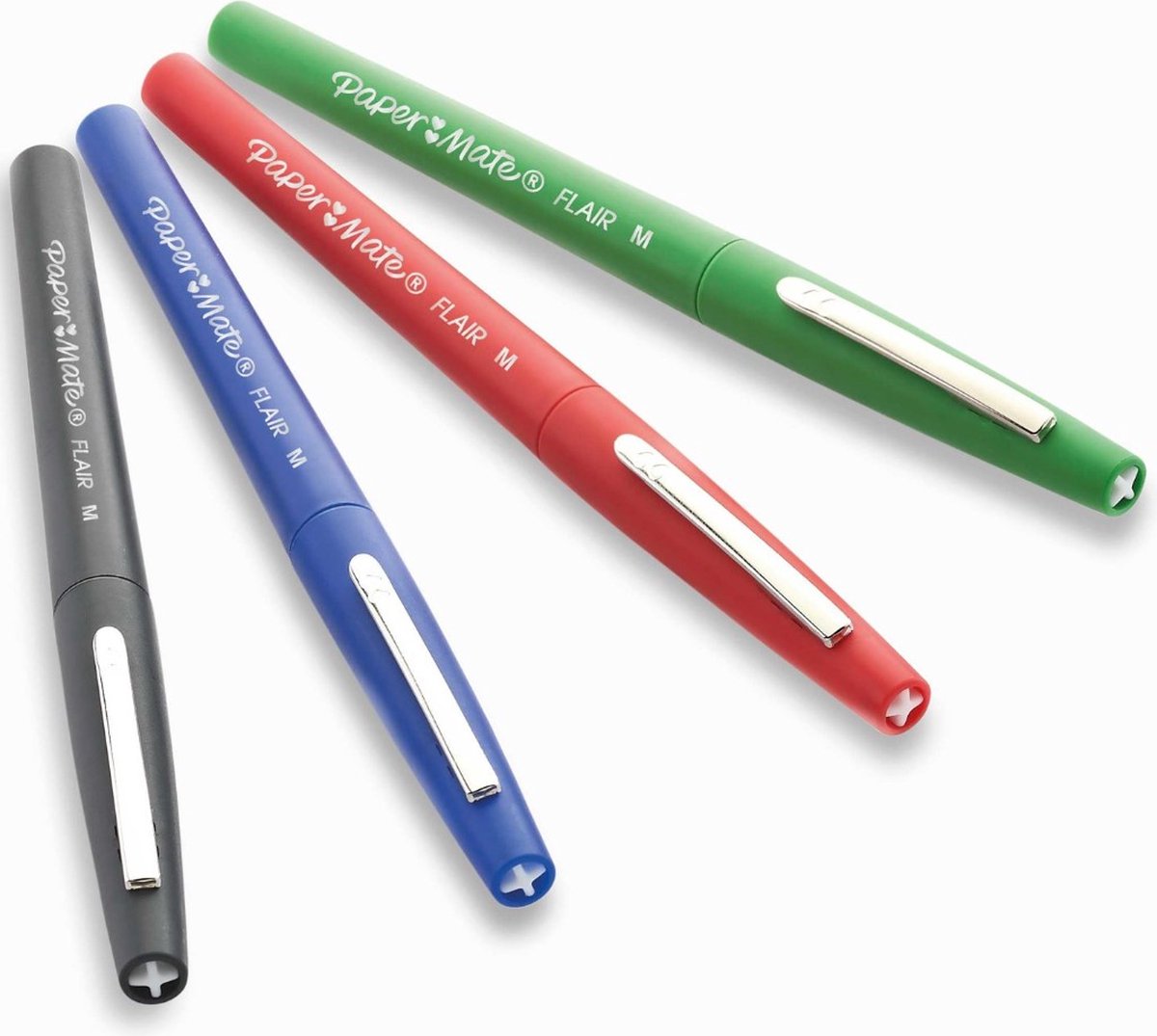 Paper Mate Flair-viltstiften | Medium punt (0,7 mm) | zwarte, blauwe, rode en groene inkt | 4 stuks