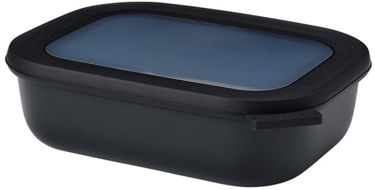Mepal – Multikom Cirqula rechthoekig 1000 ml – Mag in de vriezer, magnetron en vaatwasser – Nordic black – Geschikt als meal prep bakje