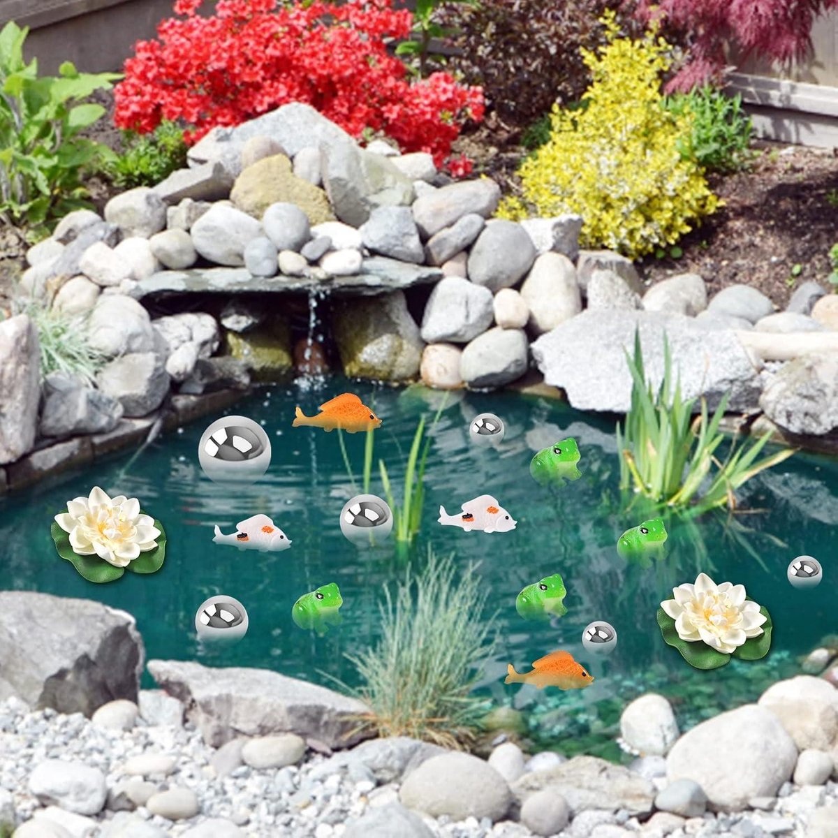 Lot De 6 Boules Flottantes Acier Inoxydable Pour Bassin - Diamètres 2-6 Cm - Décoration Jardin