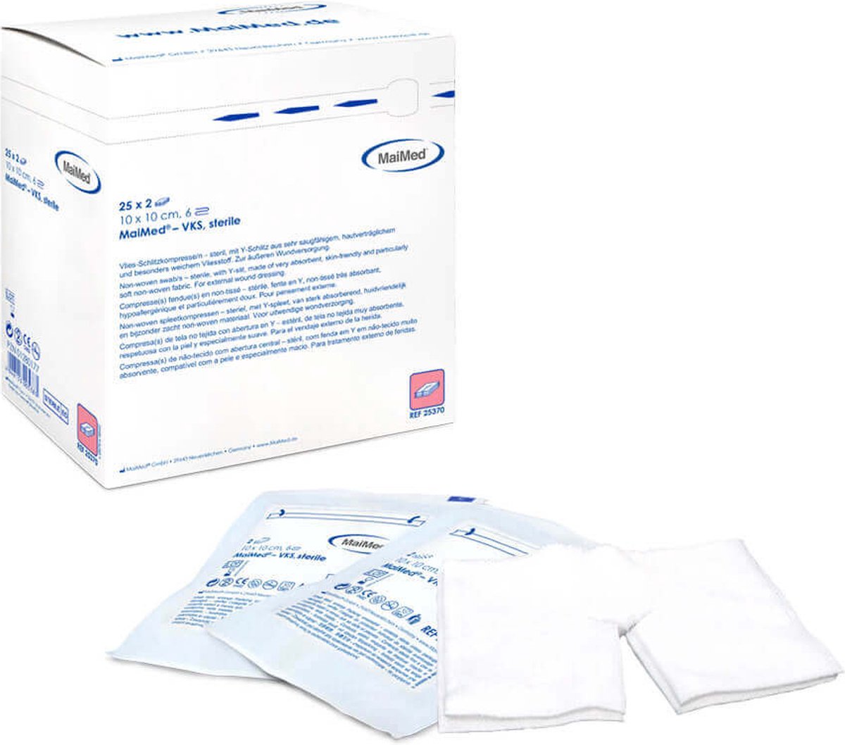 Goedkoopste Maimed Non-woven split kompres 10x10cm- per 2 stuks steriel verpakt - (50 stuks
