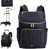 Bol.com Rollende luierrugzak met wielen multifunctionele luiertassen voor jongens en meisjes reisbenodigdheden babytas met aankl... aanbieding