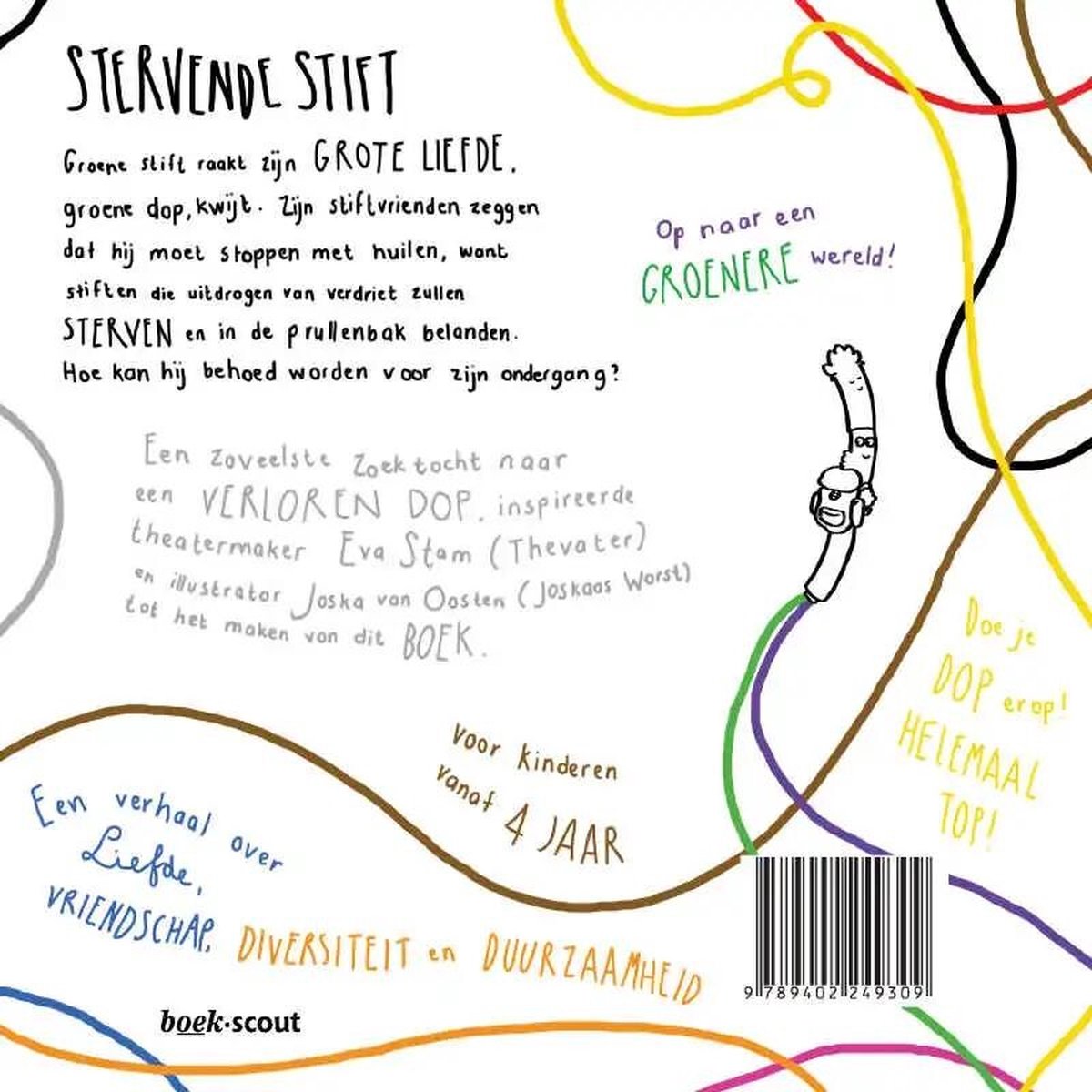 Stervende stift - Het duurzame kinderboek om in te kleuren - back cover