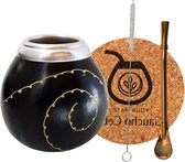 Bol.com Cebar Set - Yerba Mate thee - Natuurlijke kalebas - Pompoenbeker - RVS rietje - Bombilla rietje - Yerba Mate tea borstel... aanbieding
