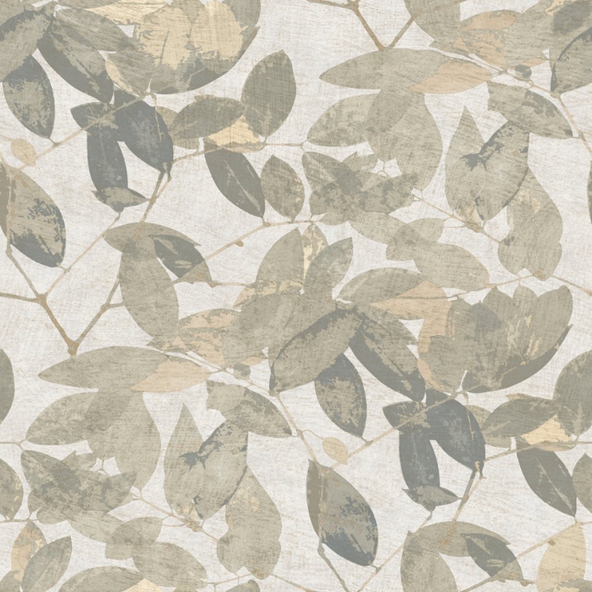 Herbarium - Vliesbehang - Bladeren - Natuur - Grijs - 10,05 x 0,53 M.