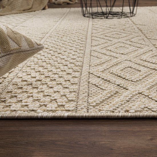 By-Boo Organisch Vloerkleed Praia 235 x 345cm - Beige - 240233
