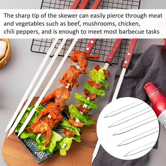 Support à Brochettes En Acier Inoxydable - Avec 10 Brochettes - Pour Barbecue, Kebab - Réglable Et Stable