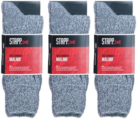 Drie verpakkingen STAPP Malmö werksokken in grijs mélange.