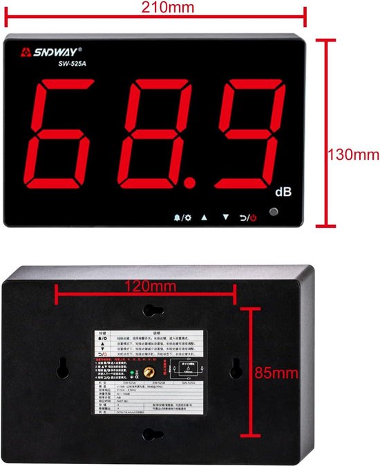 Decibel Meter Muur Opknoping Geluidsniveau Meter Tester 30-130db Decibel Muur Gemonteerd Opknoping Geluid Meten met Alarm, Digitale Geluid Decibel Meter met Groot Scherm Rood LCD voor Thuis Decibel Meter Muur Opknoping Geluidsniveau Meter Tester 30-130db Decibel Muur Gemonteerd Opknoping Geluid Meten met Alarm, Digitale Geluid Decibel Meter met Groot Scherm Rood LCD voor Thuis