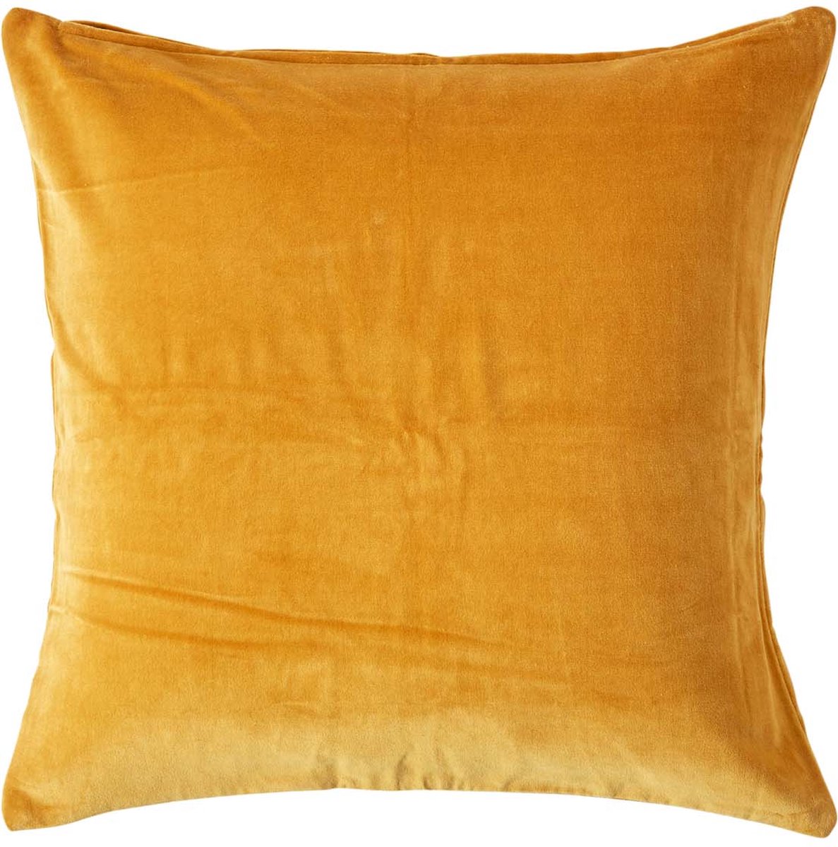 Homescapes mosterdgeel fluwelen kussenhoes, 60 x 60 cm