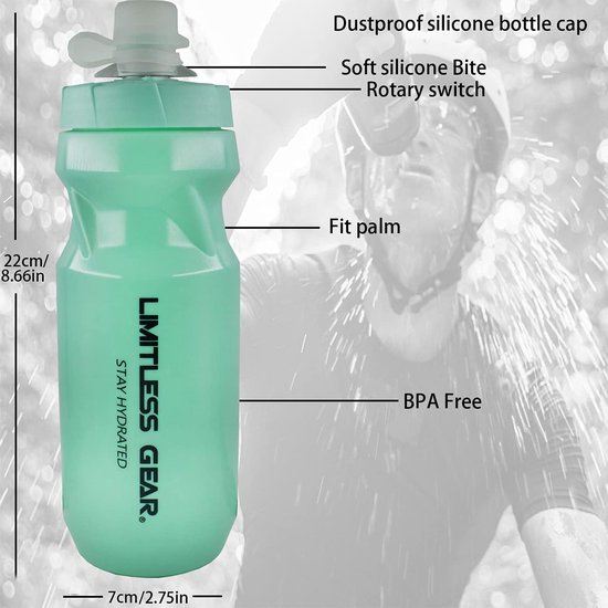 Fietsfleshouder met 21 Oz fietsfles, lichtgewicht fietsbekerhouder met schroeven - BPA-vrije fietsdrinkfles voor fietsen, racefietsen, mountainbikes, elektrische fietsen (groen) — afbeelding 3